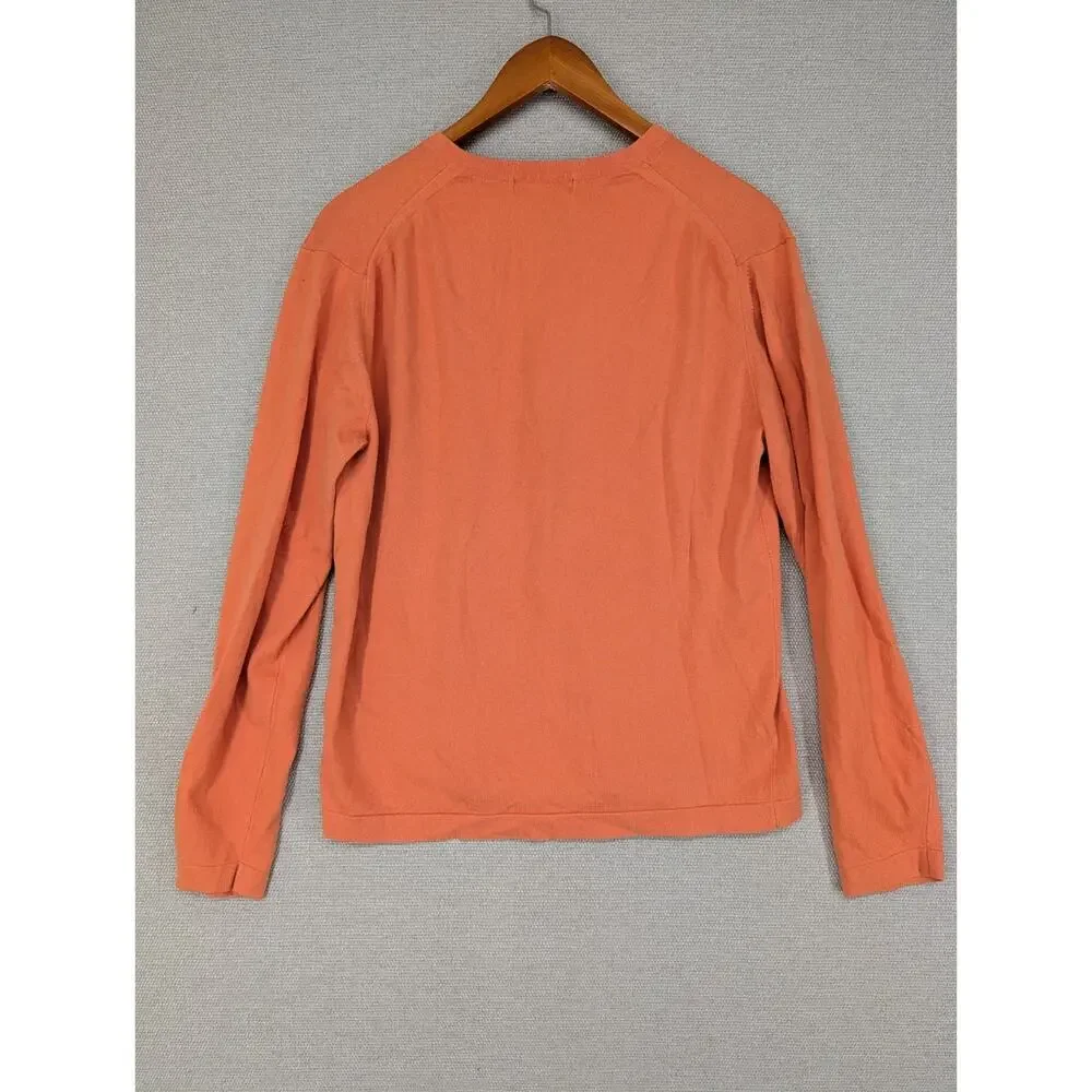 Banana Republic VNeck Sweater Size Medium Orange Cashmere Cotton Silk Blend
